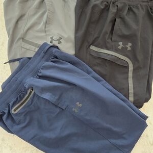 Men's Size Small. Under Armour Performance Pants Set in Gray, Black, and Navy